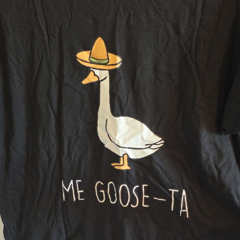 Black T-Shirt with Goose Graphic